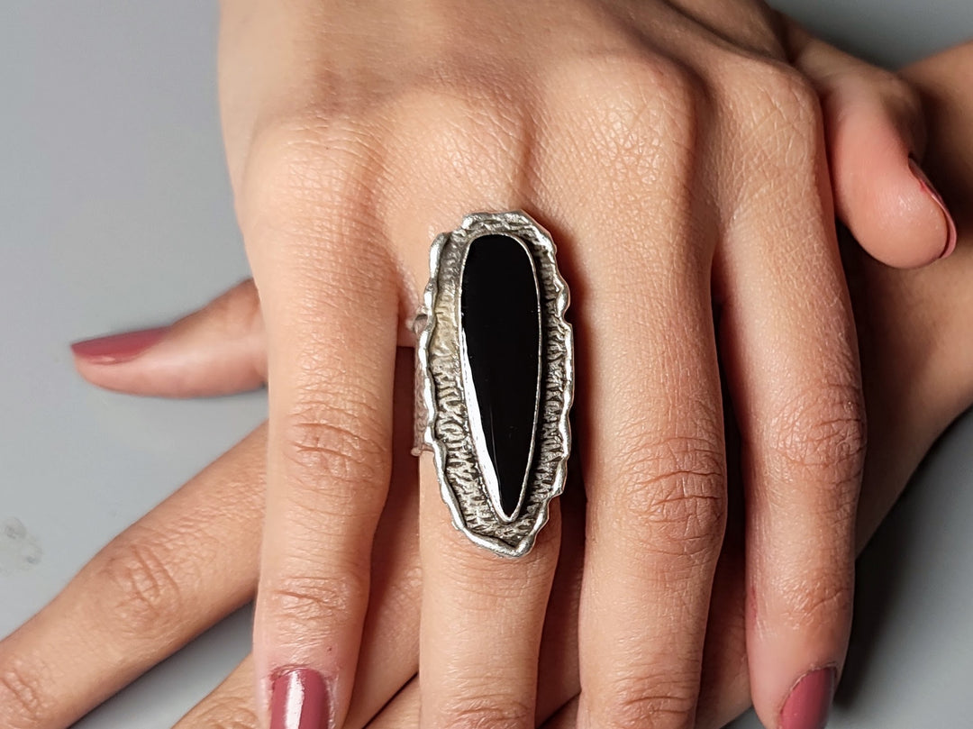 glossy black resin teardrop jewellery