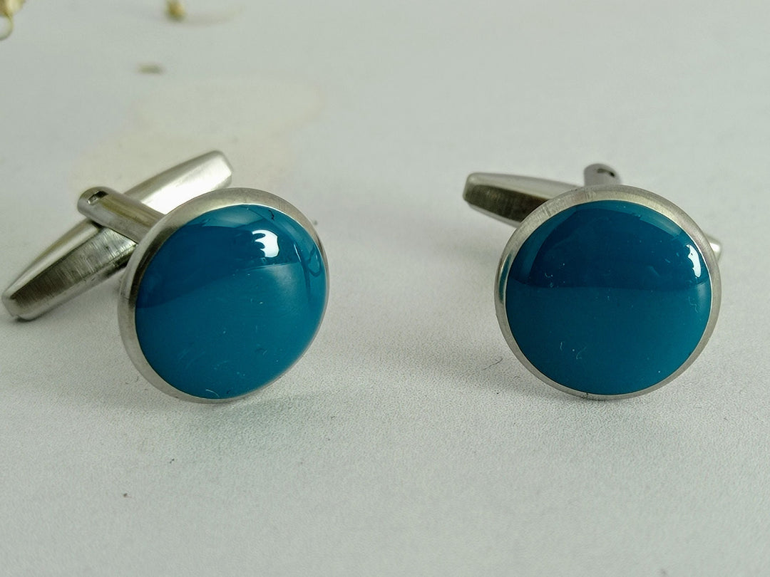 Teal blue cufflinks