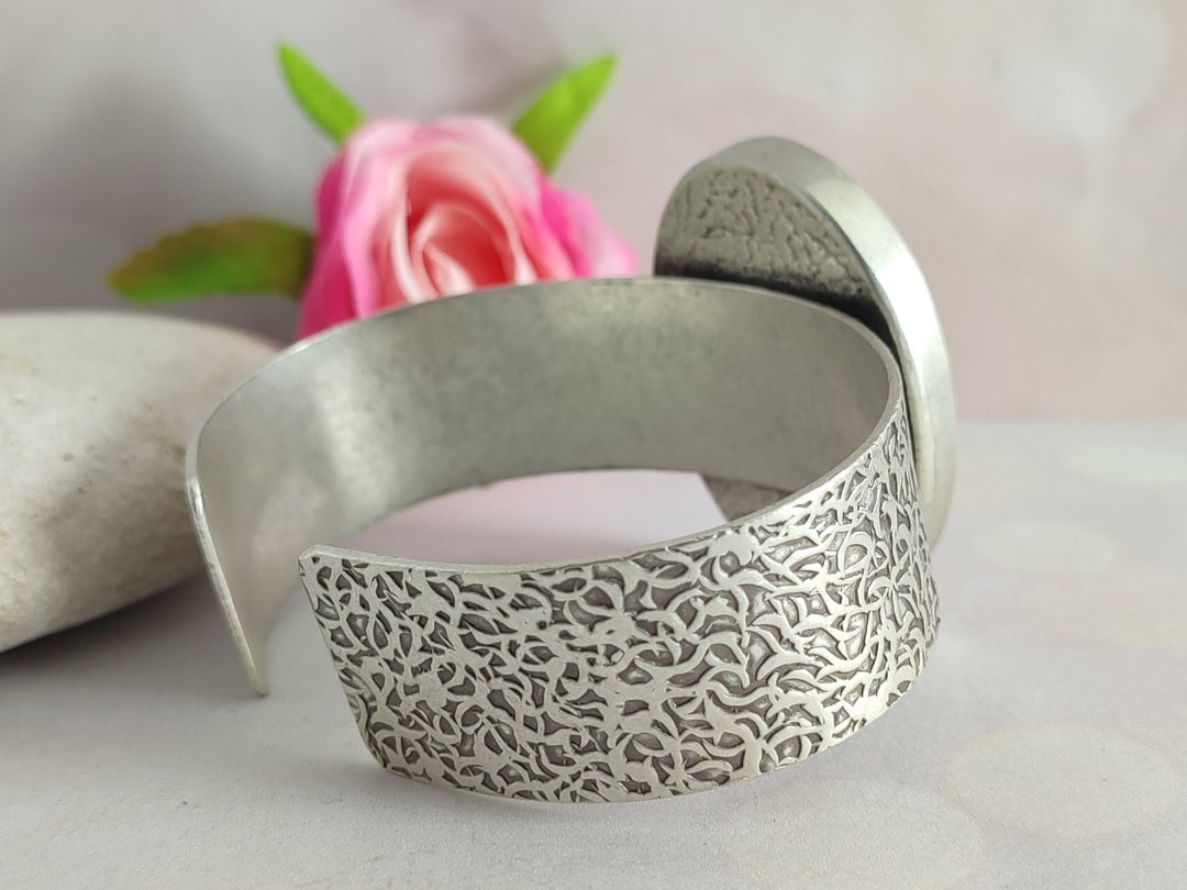 Rose quartz bangle, rose quartz bracelet, chunky silver cuff bracelet, semi precious bangle