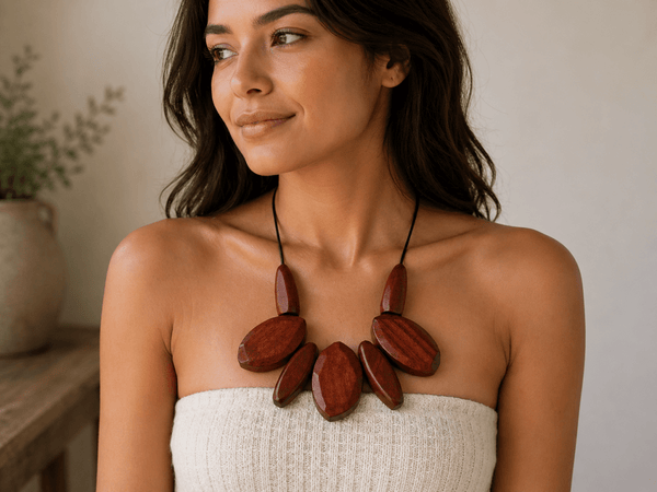 Adelyn large chunky wooden necklace - Corky & Stoner