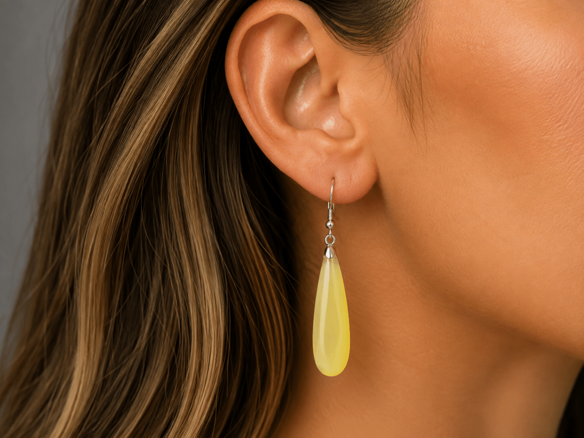 Yellow Crystal 925 Silver Drop Earrings "Carey" - Corky & Stoner Main image