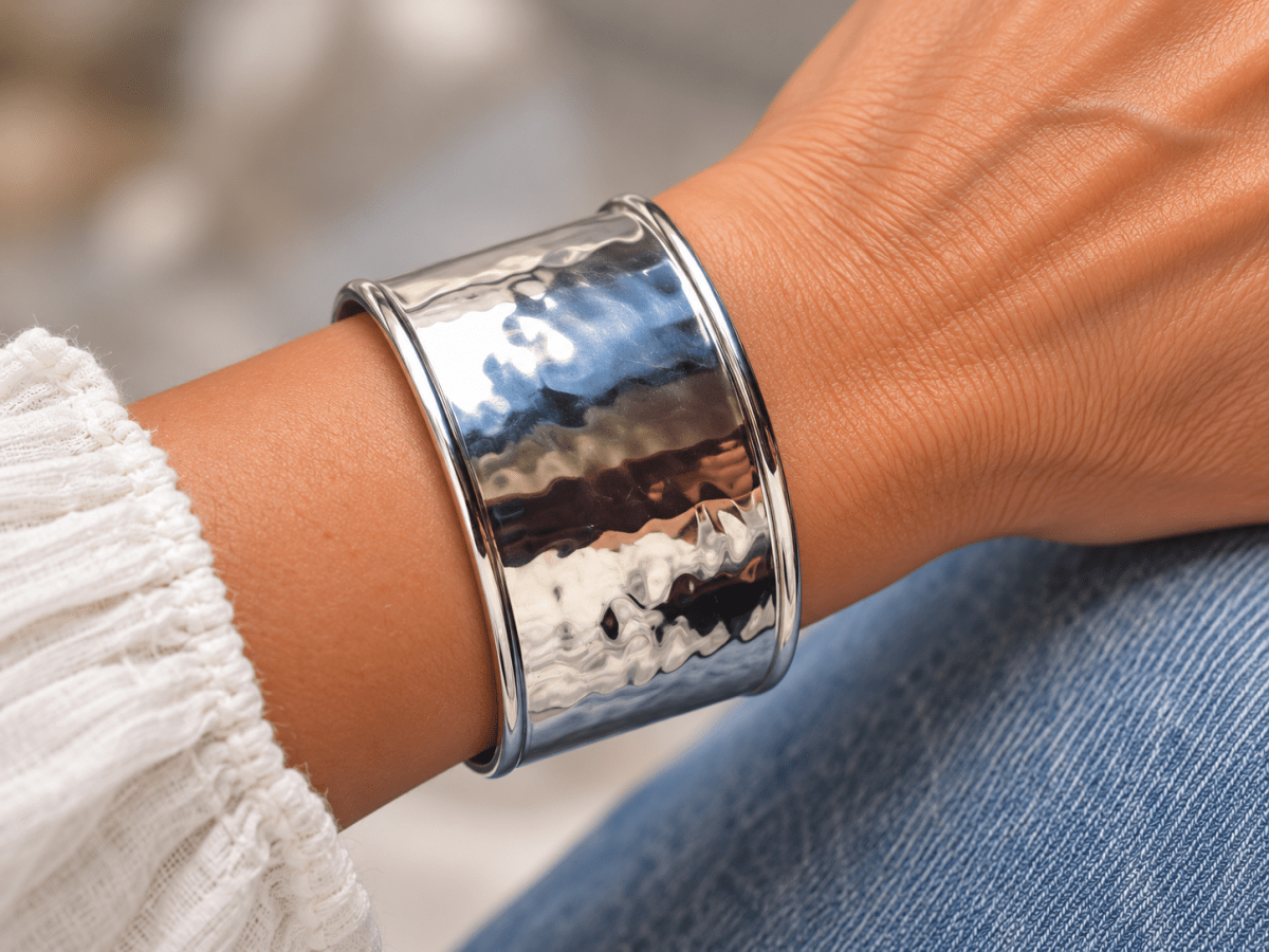 Wide Hammered Statement Cuff Bracelet "Laylah" - Corky & Stoner Main image