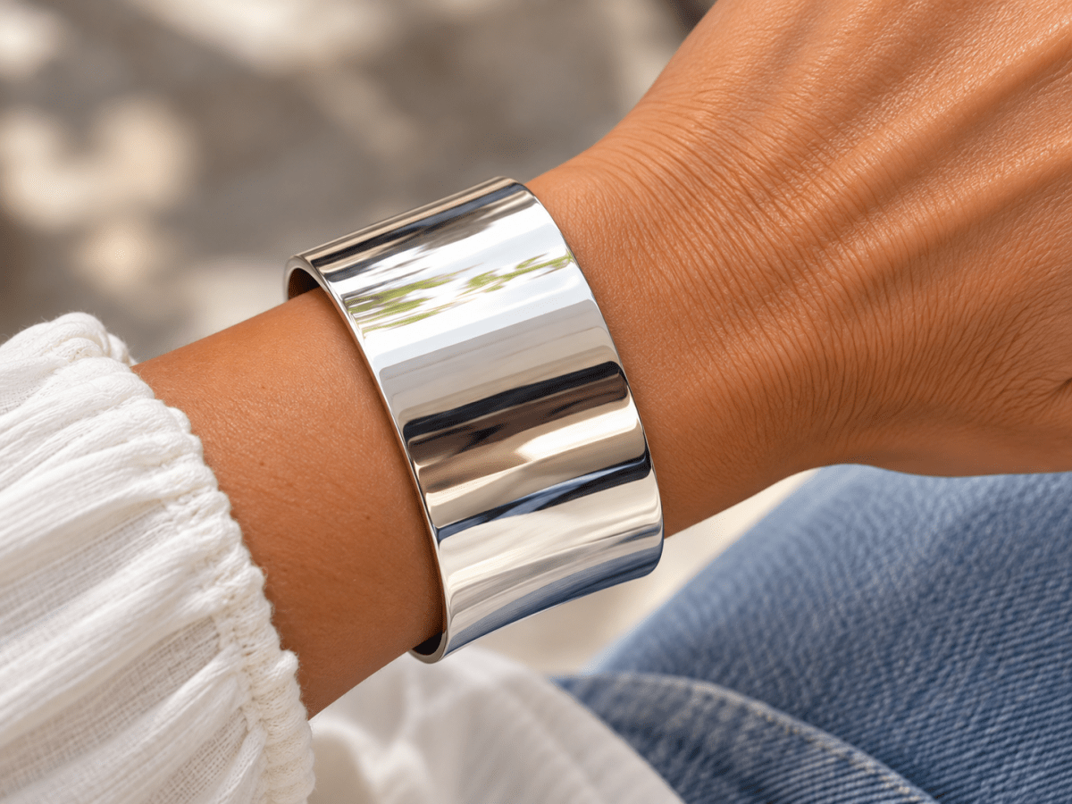 Chunky Wide Silver Cuff Bracelet "Lucia" - Corky & Stoner