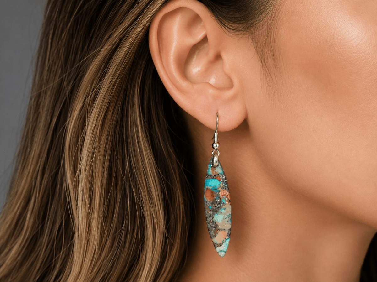 Jasper 925 Silver Statement Drop Earrings "Elsa" - Corky & Stoner Main image