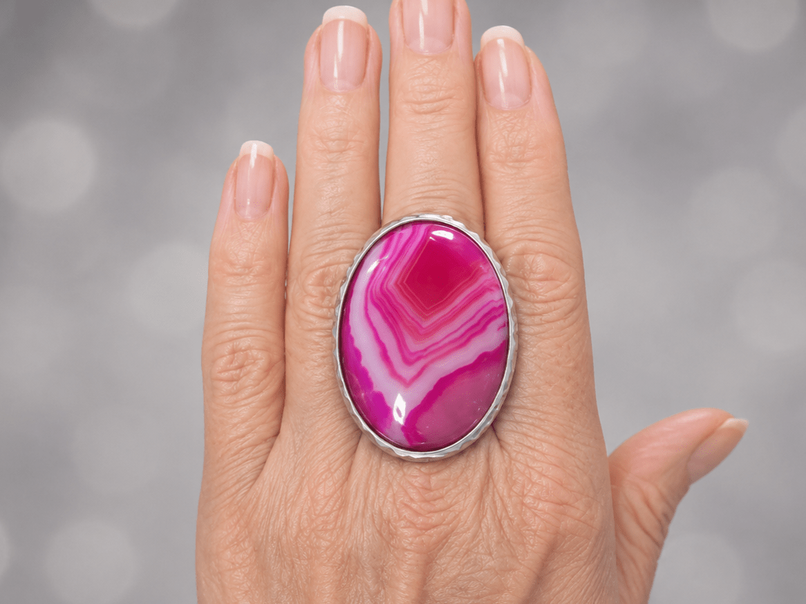 Pink Banded Agate Statement Ring "Pippa" - Corky & Stoner Main image