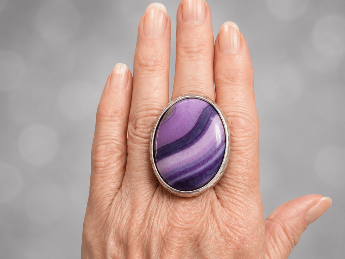 Large Purple Oversized Gemstone Ring "Vivian" - Corky & Stoner Main image