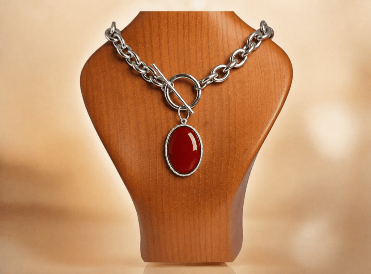 Chunky Carnelian Gemstone Statement Necklace "Nala" - Corky & Stoner
