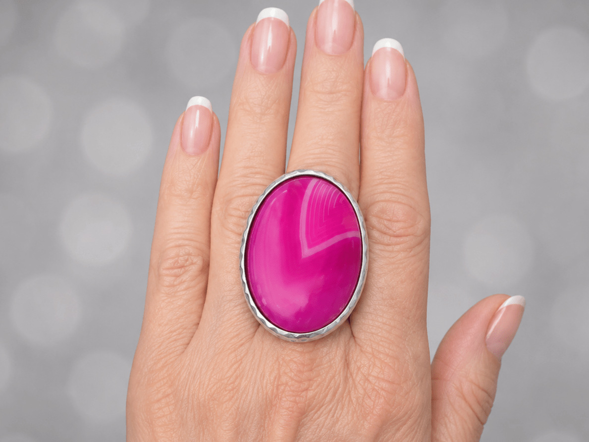 Hot Pink Agate Statement Ring "Tabitha" - Corky & Stoner Main image