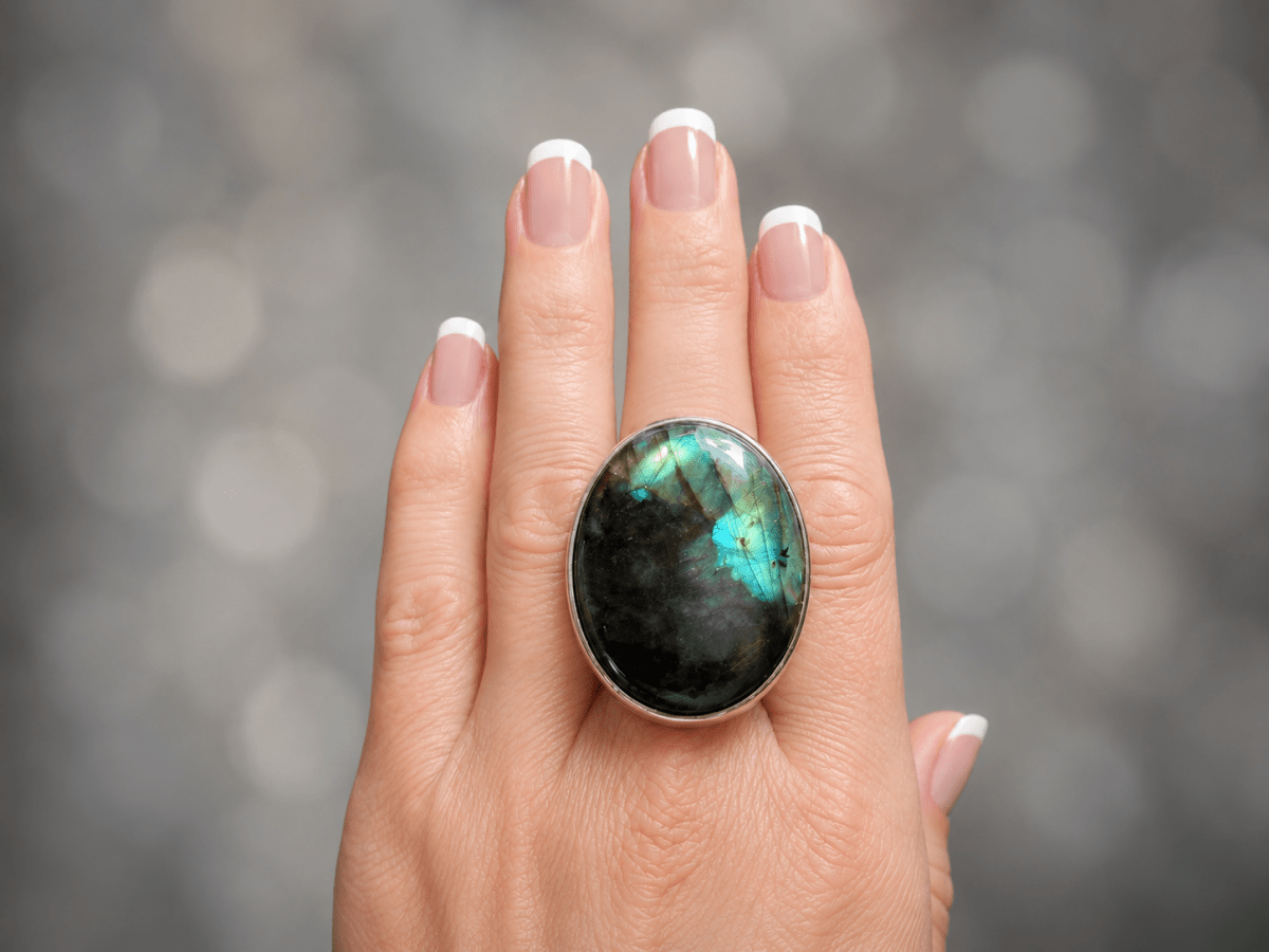 Handmade Labradorite Statement Ring "Lara" - Corky & Stoner Main image