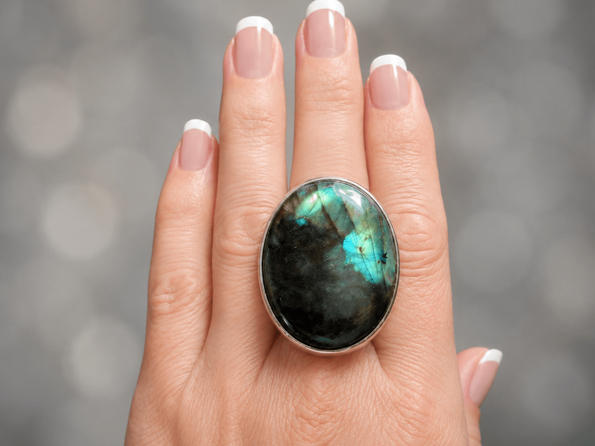 Handmade Labradorite Statement Ring "Lara" - Corky & Stoner Main image