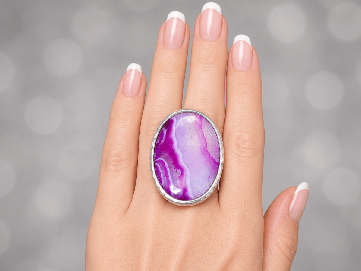 Large Handmade Pink Statement Ring "Maura" - Corky & Stoner Main image