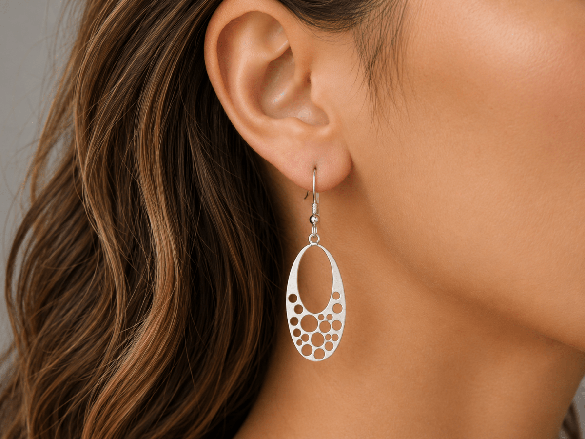 Hypoallergenic Oval Drop Earrings "Adalee" - Corky & Stoner Main image