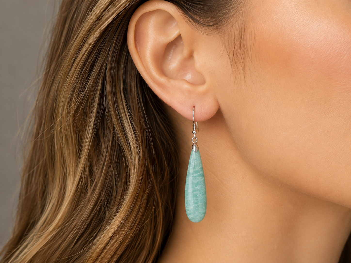 Blue Amazonite Silver Drop Earrings "Allie" Main image