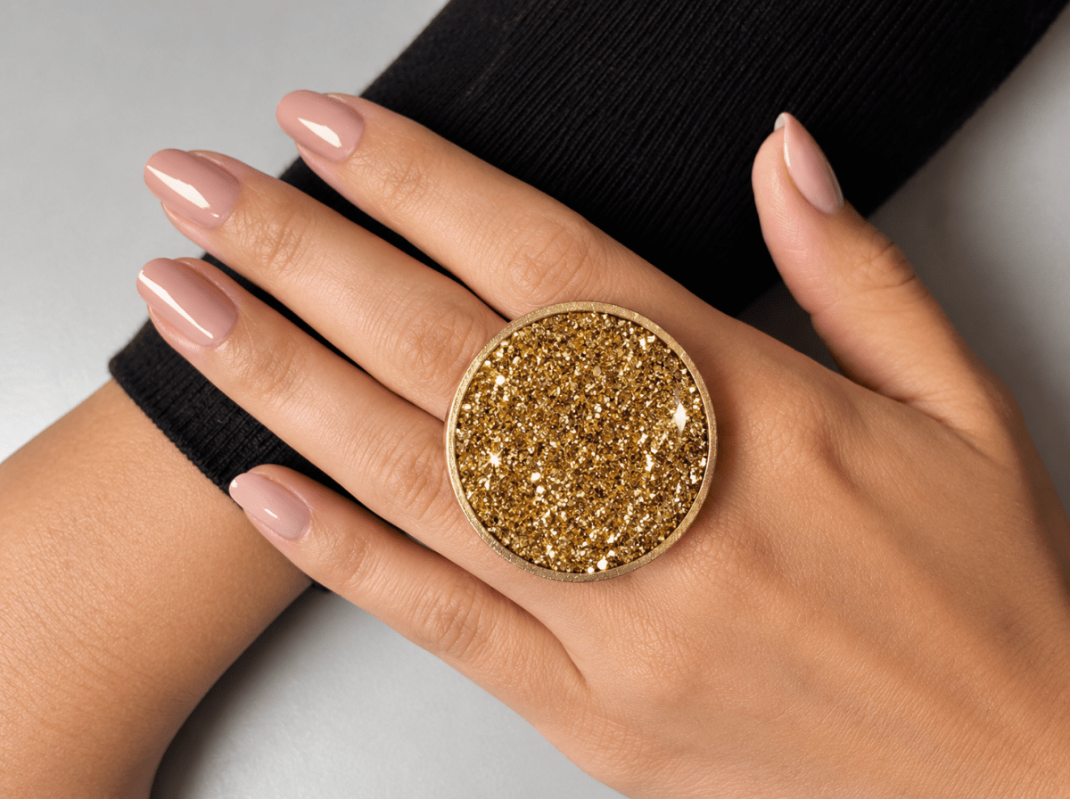 Nickel Free Large Gold Statement Ring "Mira" - Corky & Stoner Main image