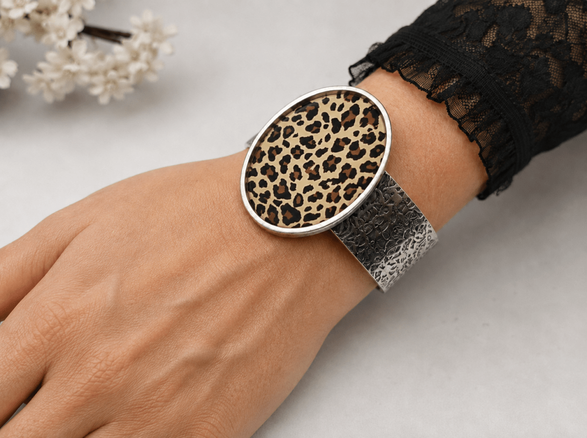 Leopard Print Statement Cuff Bracelet "Pretoria" - Corky & Stoner Main image