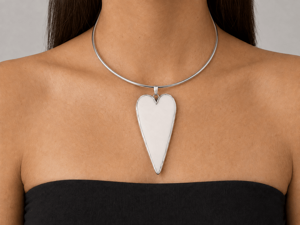 Large White Heart Statement Choker Necklace "Dream" - Corky & Stoner
