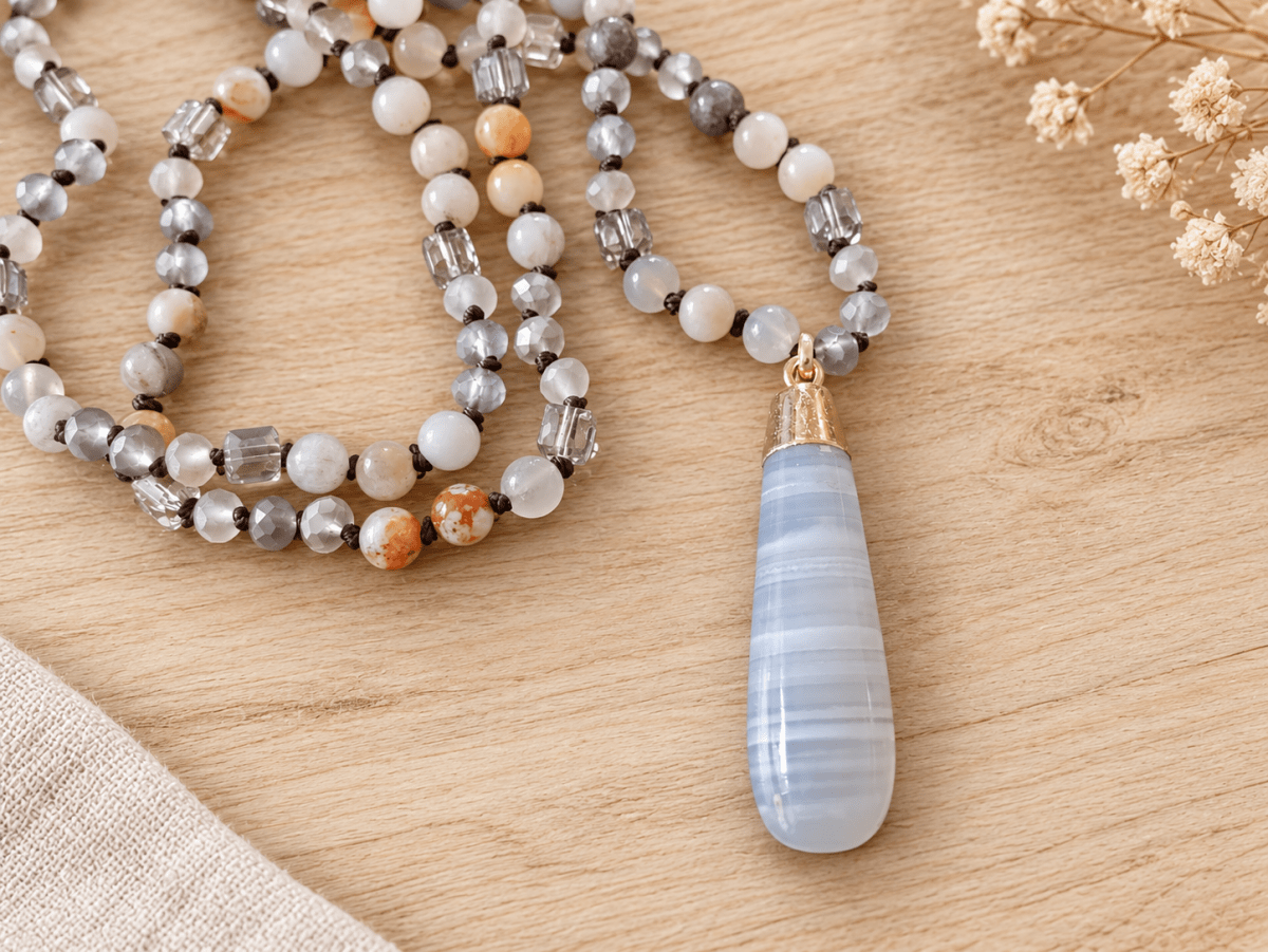 Long Grey Agate Handmade Pendant Necklace "Skye" Secondary image