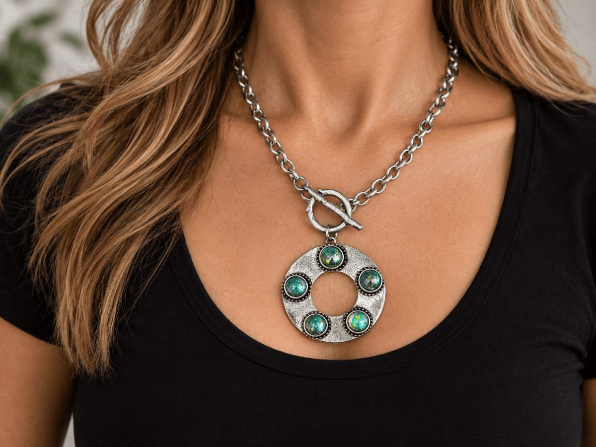 Handmade Chunky Silver Pendant Necklace "Centric" - Corky & Stoner