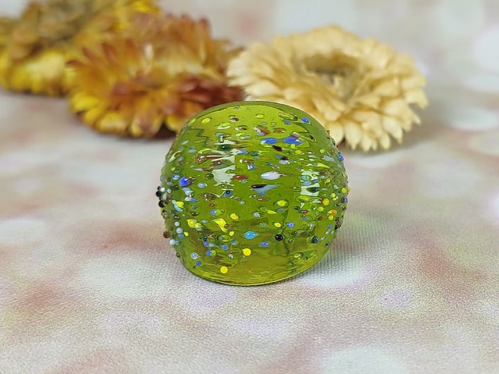 green Lime Fizz Murano glass ring