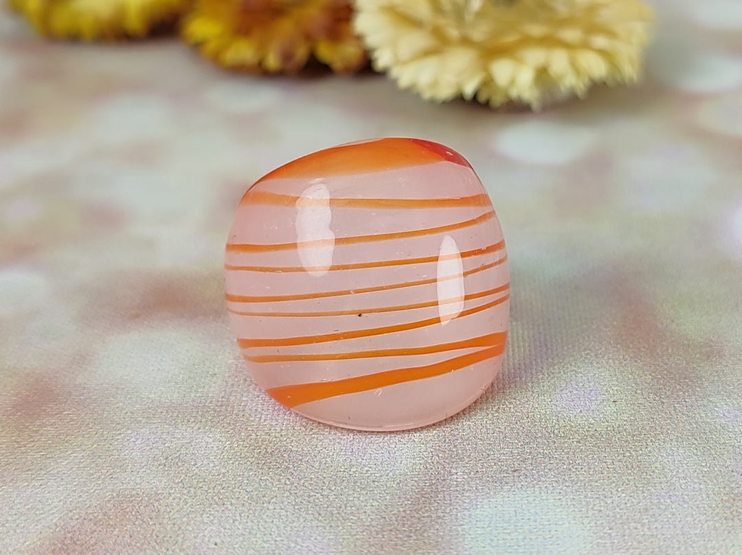 Peach wide band glass ring