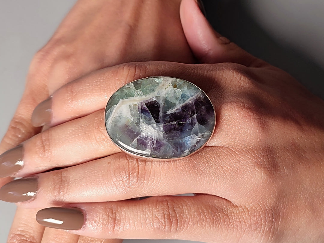 Fluorite gemstone ring