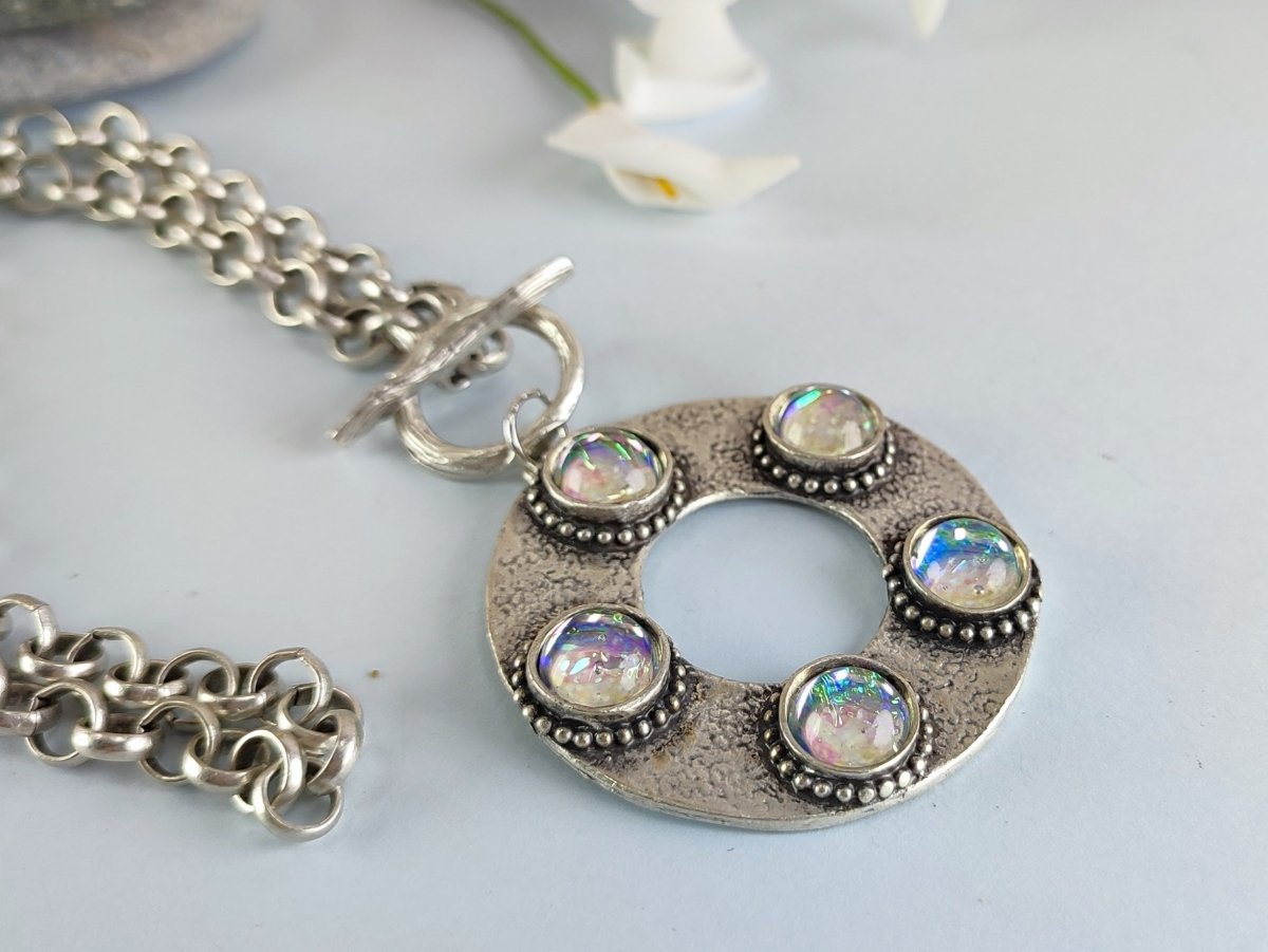 Handmade Chunky Silver Pendant Necklace "Centric" Secondary image