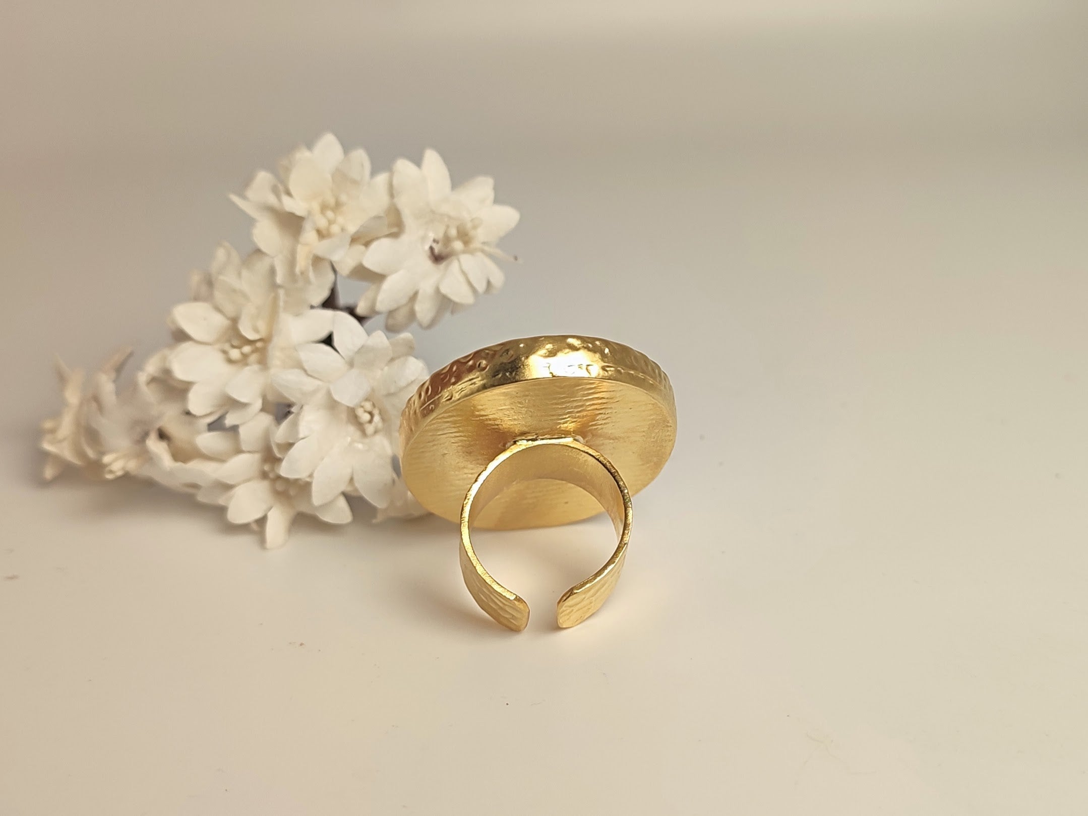 Adjustable Carnelian Gold Statement Ring "Tilly"