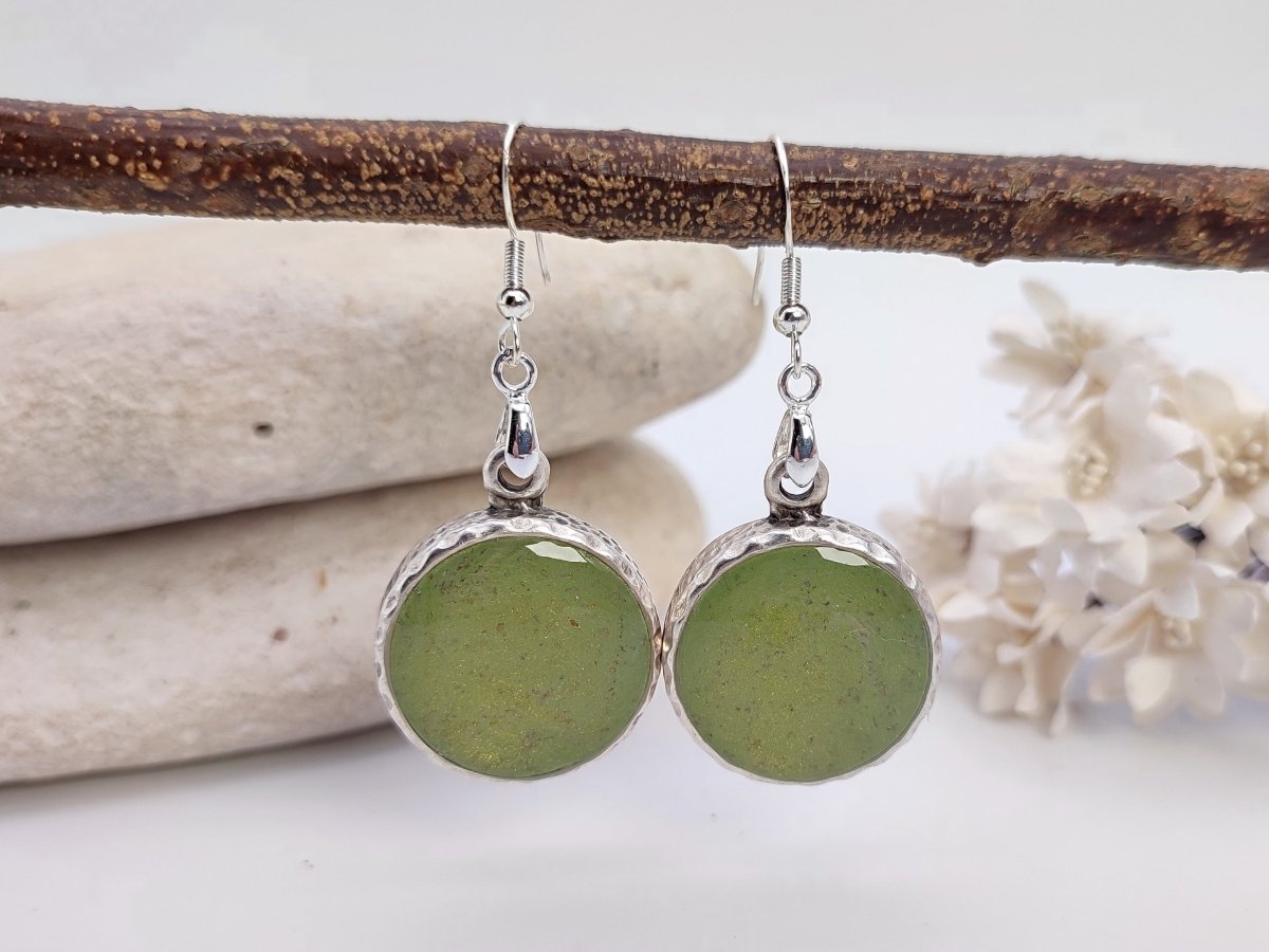 Quince Metallic Sage Green Circular Earrings Secondary image