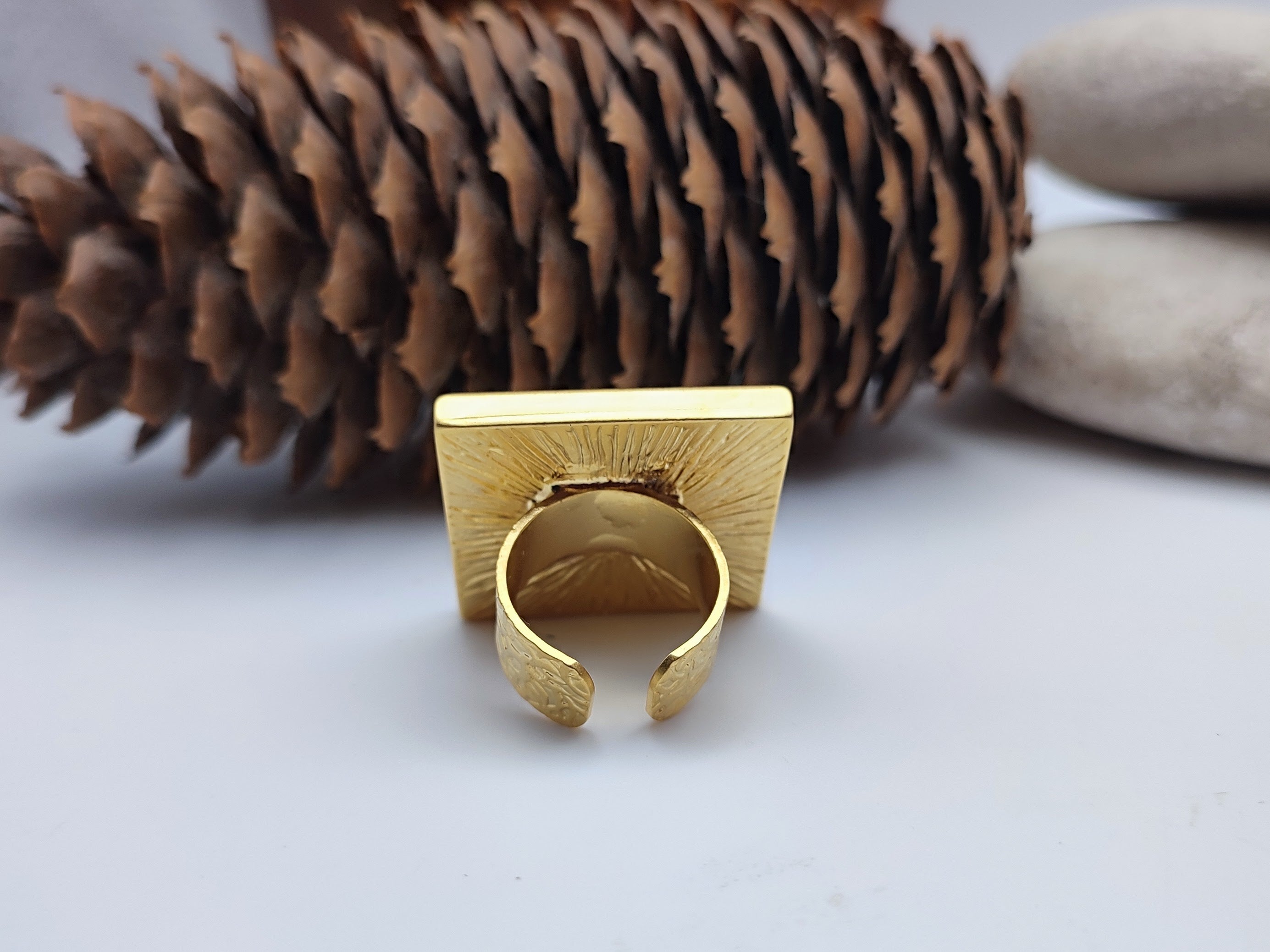 Square Silver Leopard Print Statement Ring "Haisley"