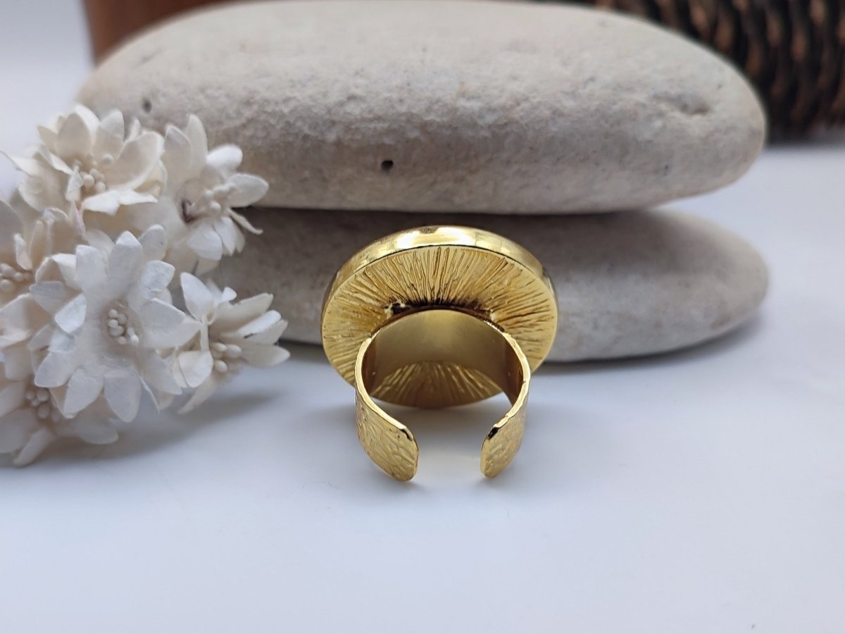 Green Aventurine Gold Statement Ring "Carnie" - Corky & Stoner