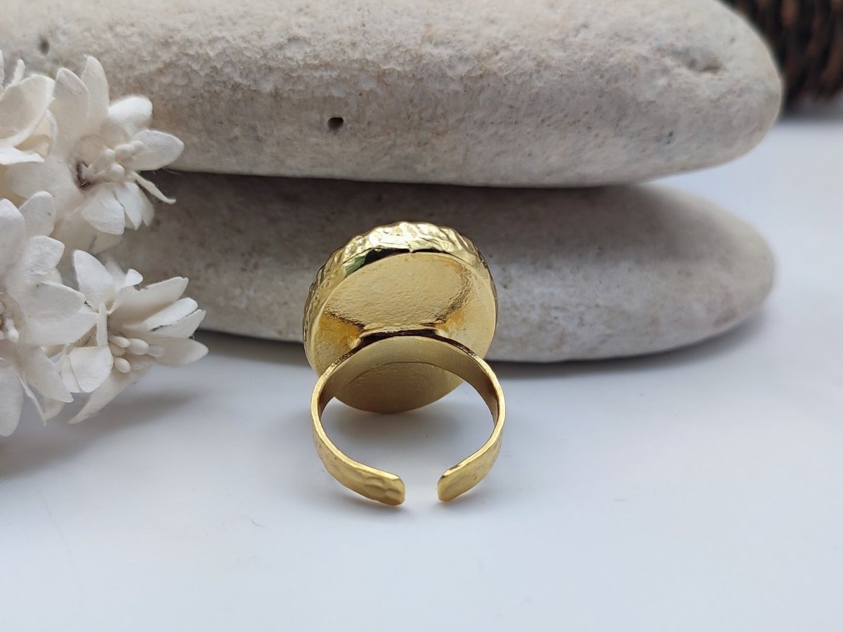 White Stone Gold Cocktail Statement Ring "Easton" - Corky & Stoner