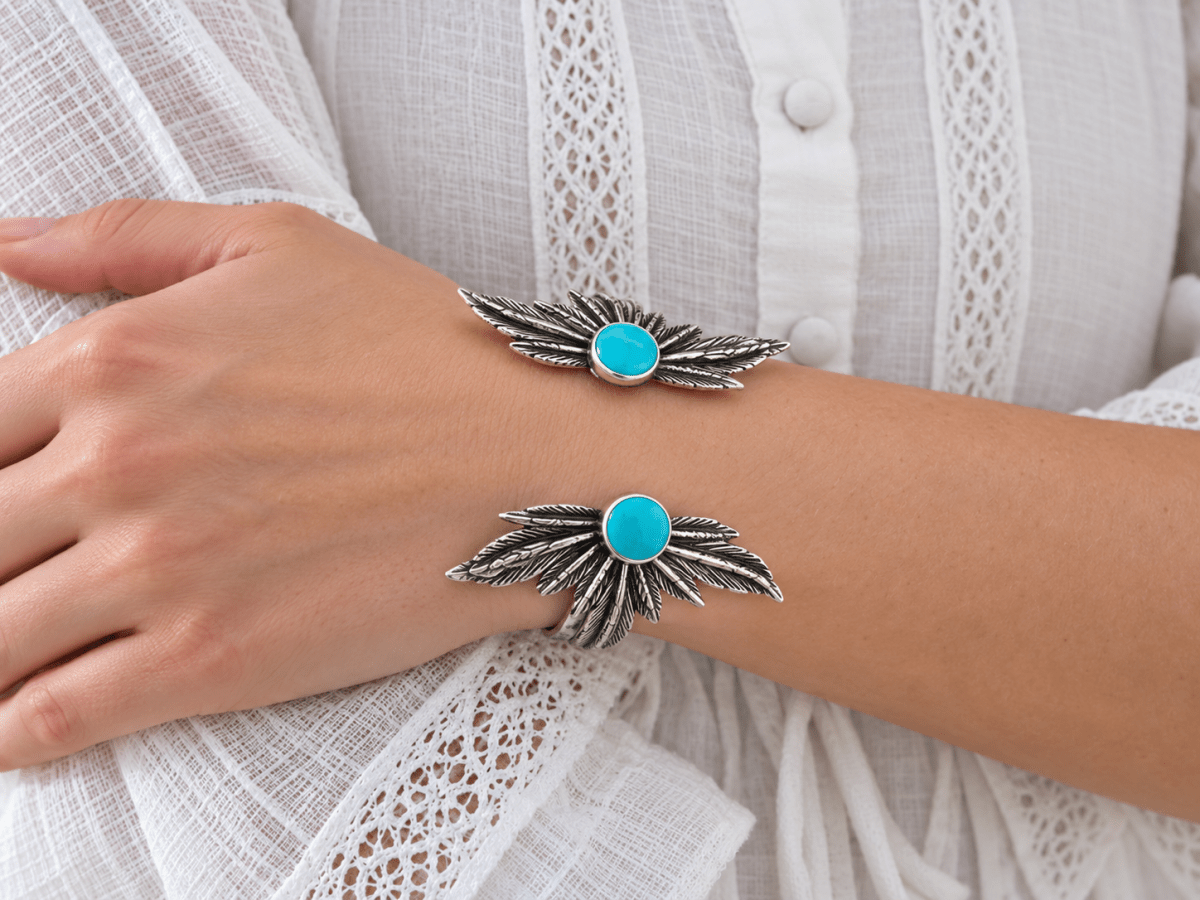 Boho Turquoise Cuff Bracelet "Clove" - Corky & Stoner