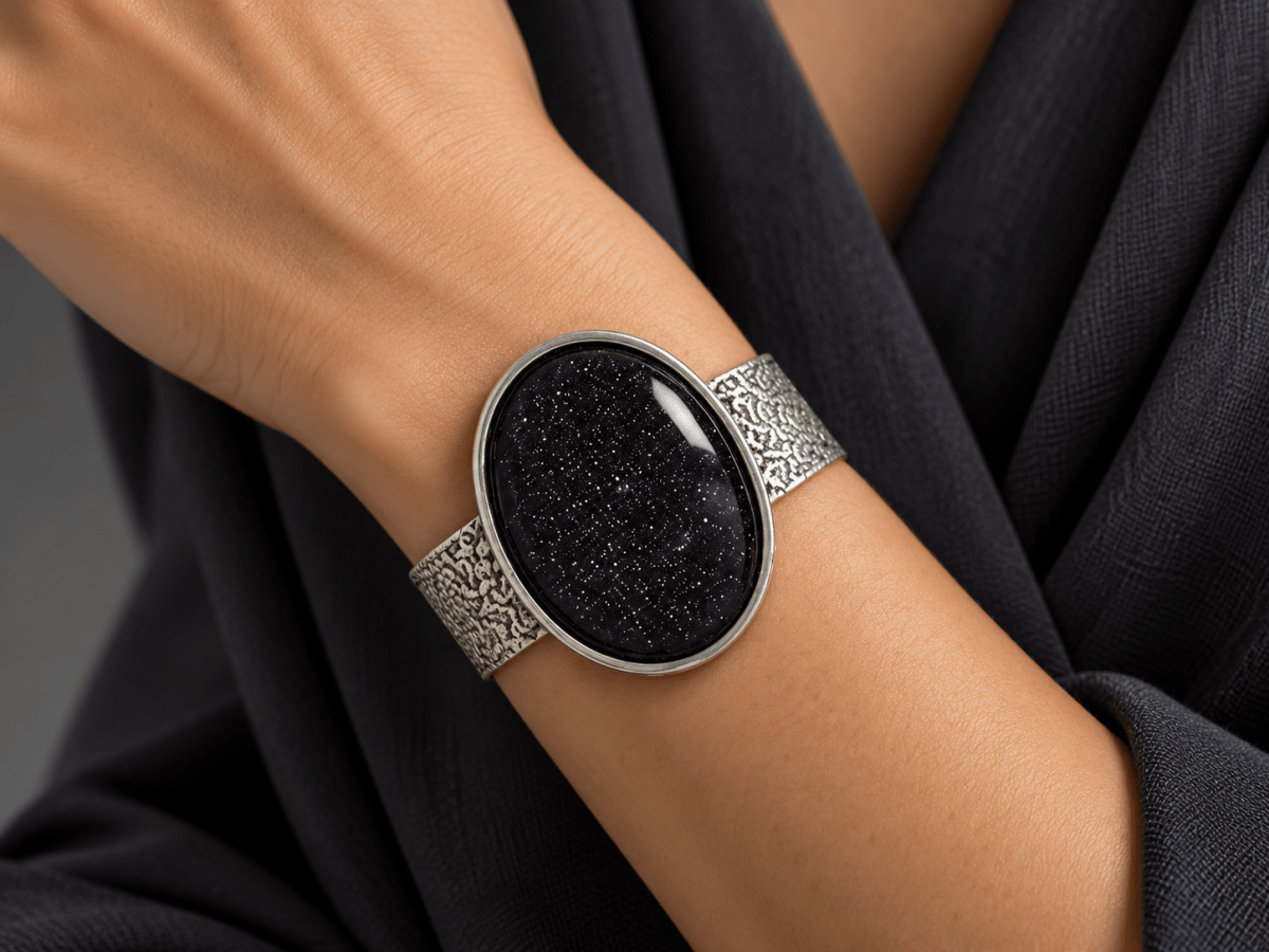 Black Statement Cuff Bracelet "Galactica" - Corky & Stoner