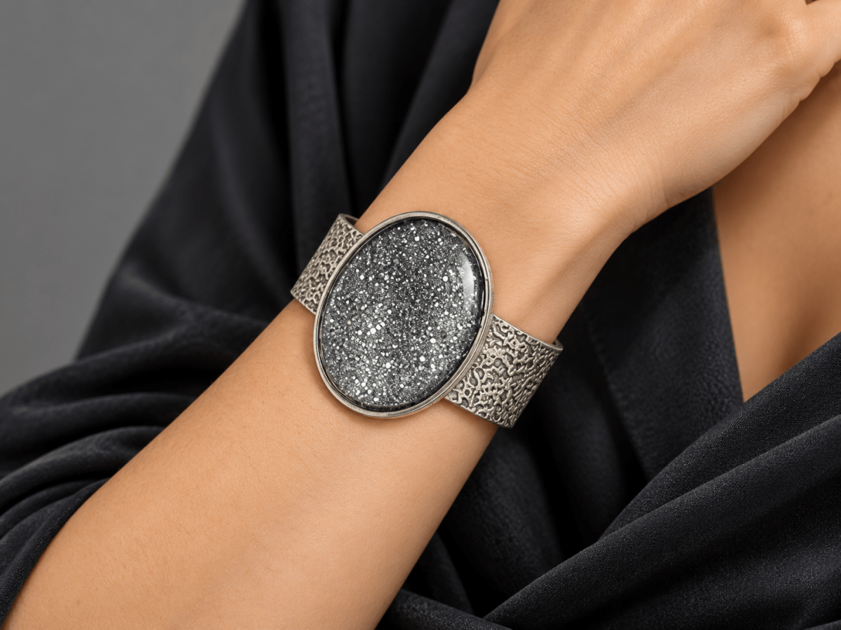 Statement Silver Glitter Cuff Bracelet "Twink" - Corky & Stoner