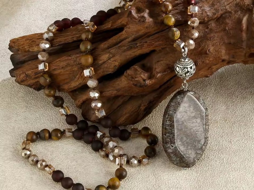 Handmade Jasper Long Pendant Necklace "Nola" Secondary image