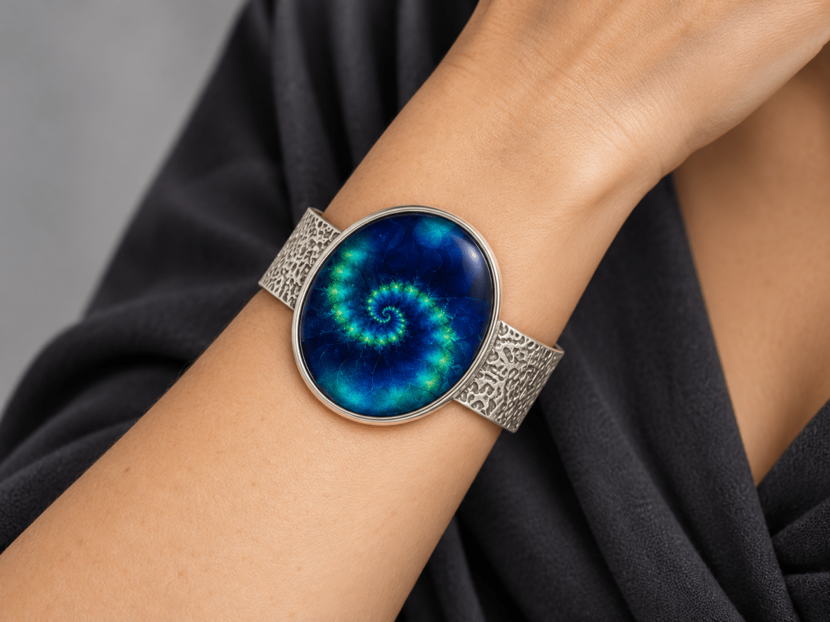 Handmade Vibrant Blue Cuff Bracelet "Space" - Corky & Stoner