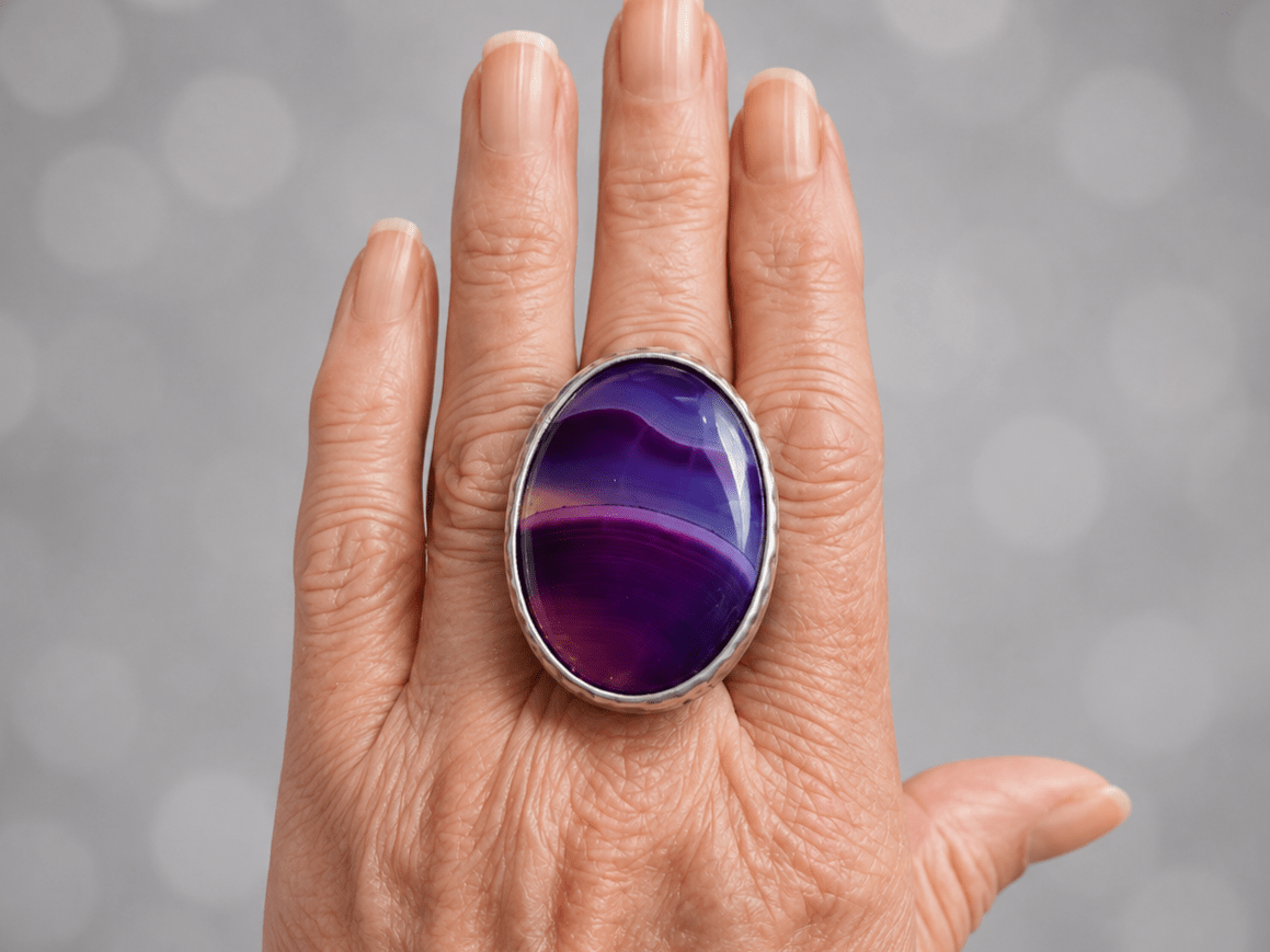 Handmade Purple Large Stone Ring "Tierney" - Corky & Stoner Main image