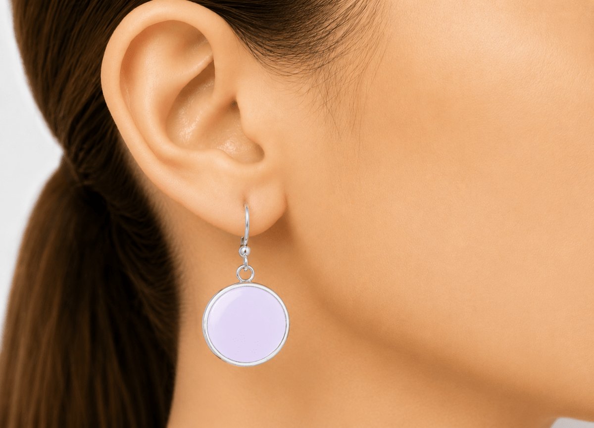 Handmade Lilac Round Drop Earrings "Sienna" - Corky & Stoner Main image