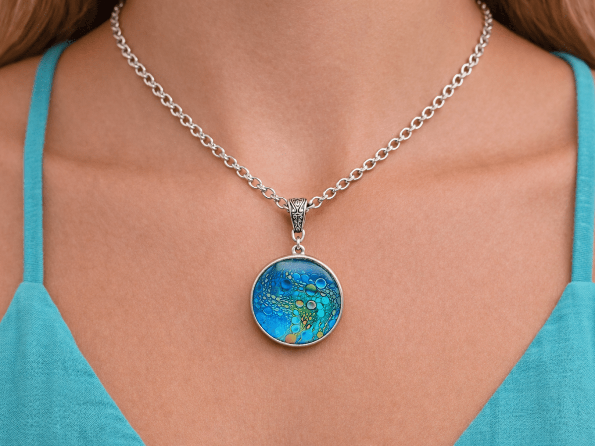 Lennox blue glass summer pendant - Corky & Stoner Main image