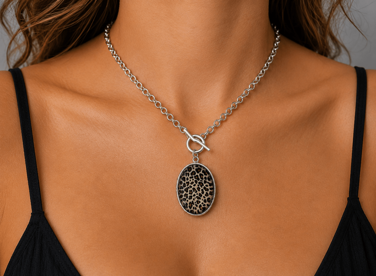 Leopard Animal Print Pendant Necklace "Feline" - Corky & Stoner