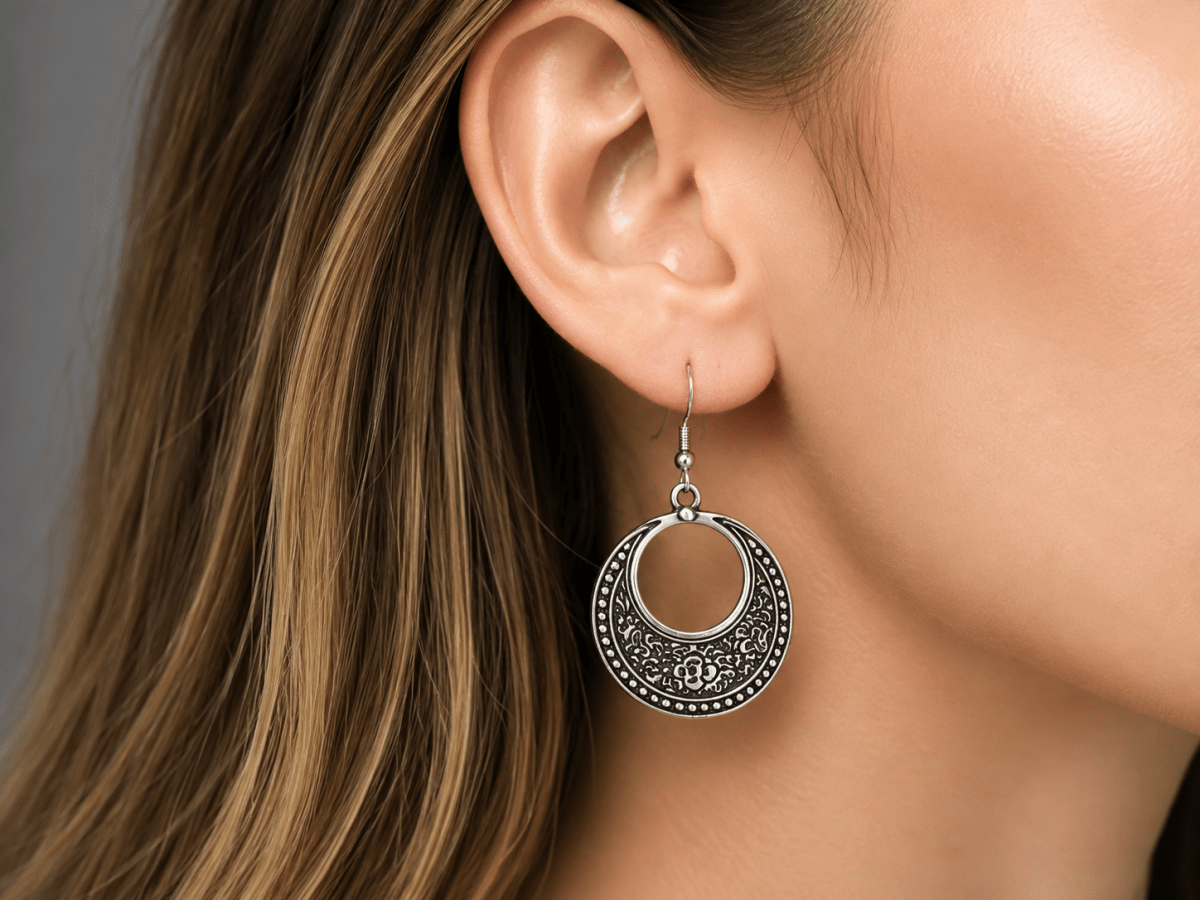 Bohemian Silver Statement Drop Earrings "Gianna" - Corky & Stoner Main image