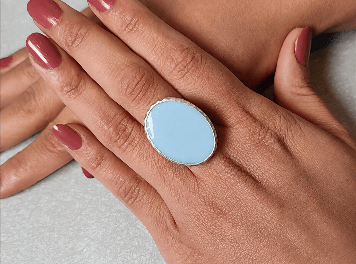 Deborah Pale Blue Oval Ring - Corky & Stoner