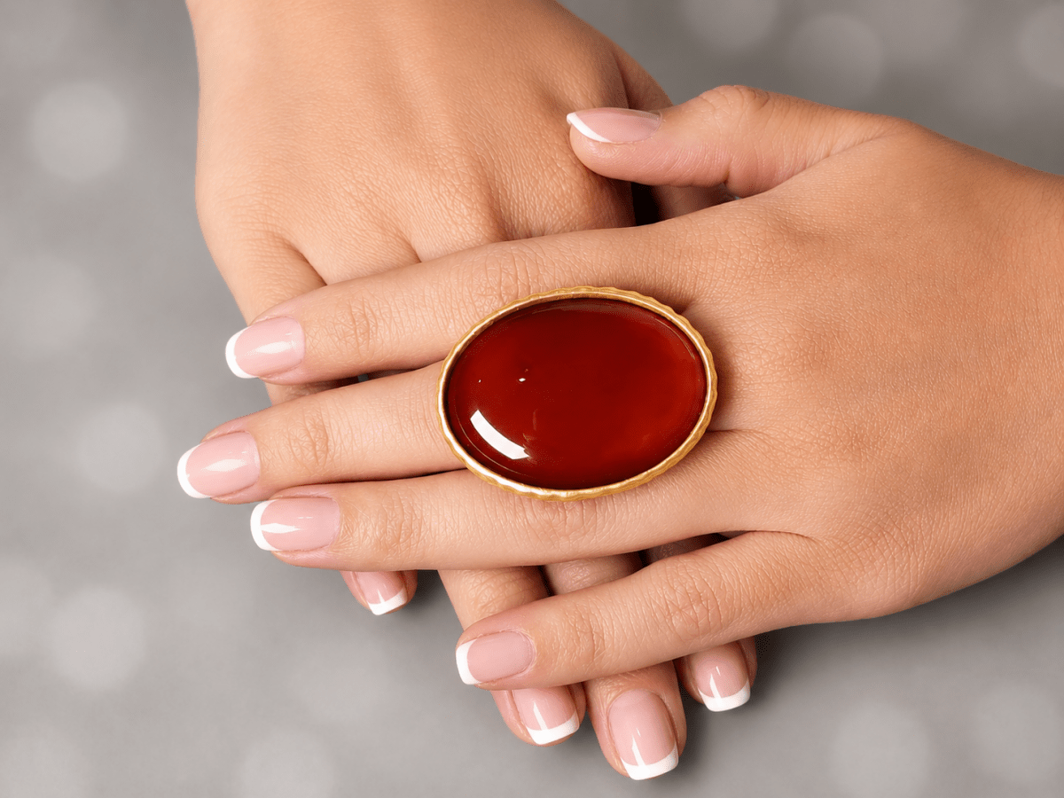 Adjustable Carnelian Gold Statement Ring "Tilly" - Corky & Stoner Main image
