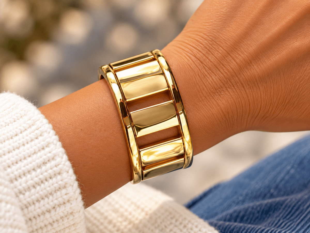 Waterproof Gold Statement Cuff Bracelet "Mara" - Corky & Stoner