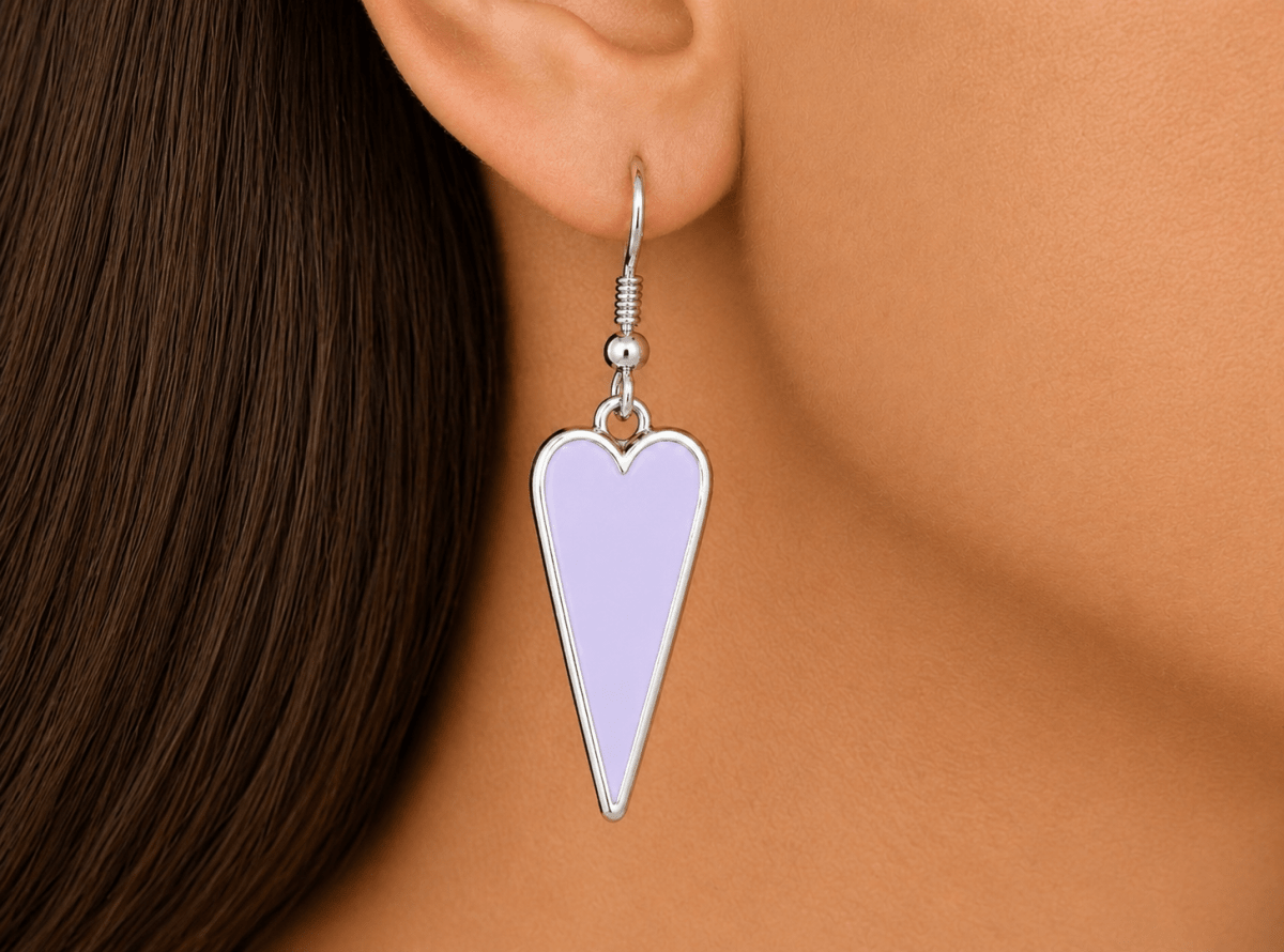 Handmade Lilac Heart Drop Earrings "Melody" - Corky & Stoner Main image