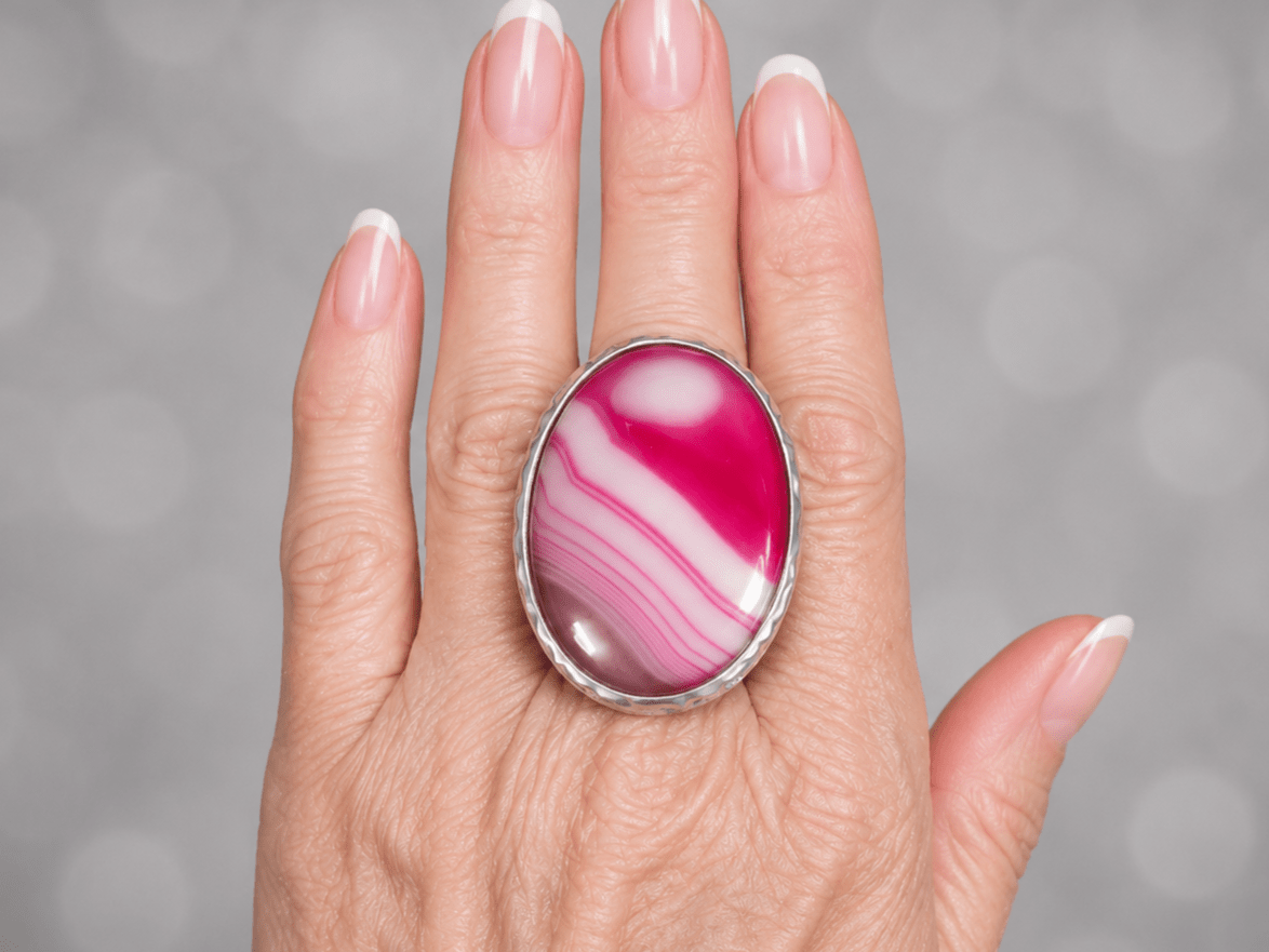 Chunky Large Pink Statement Ring "Tilda" - Corky & Stoner Main image