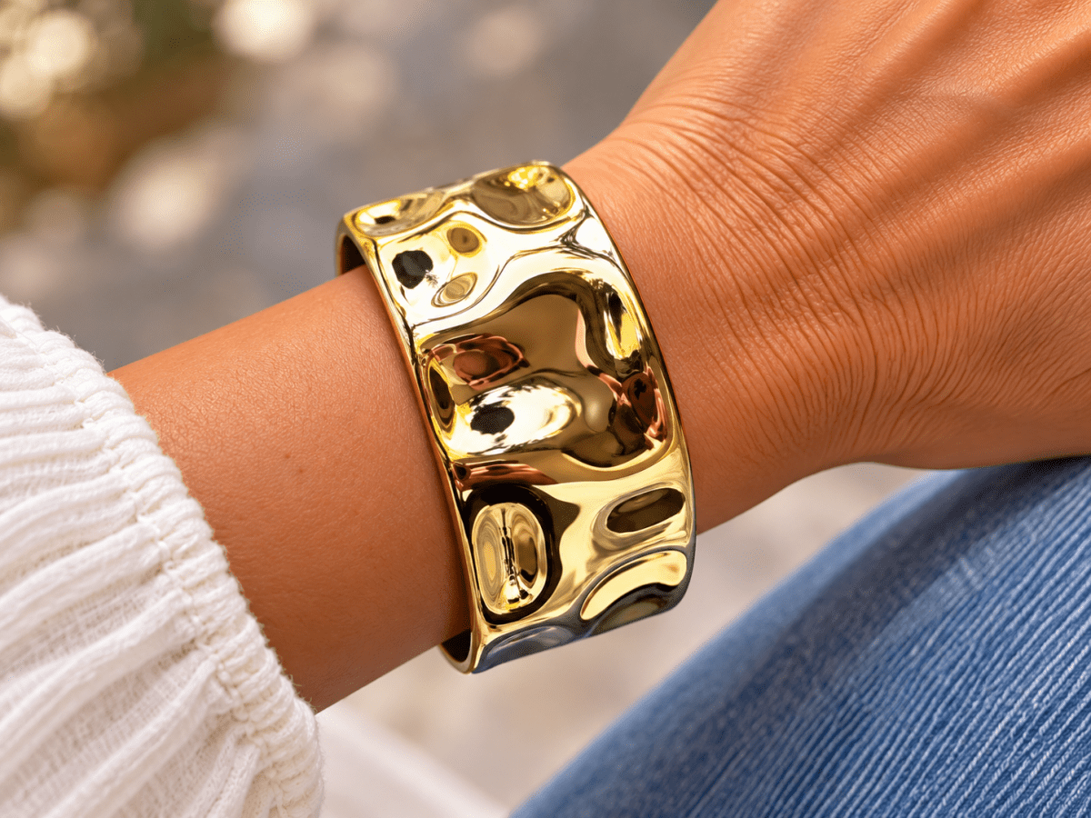 Gold Plated Statement Cuff Bracelet "Mallory" - Corky & Stoner Main image