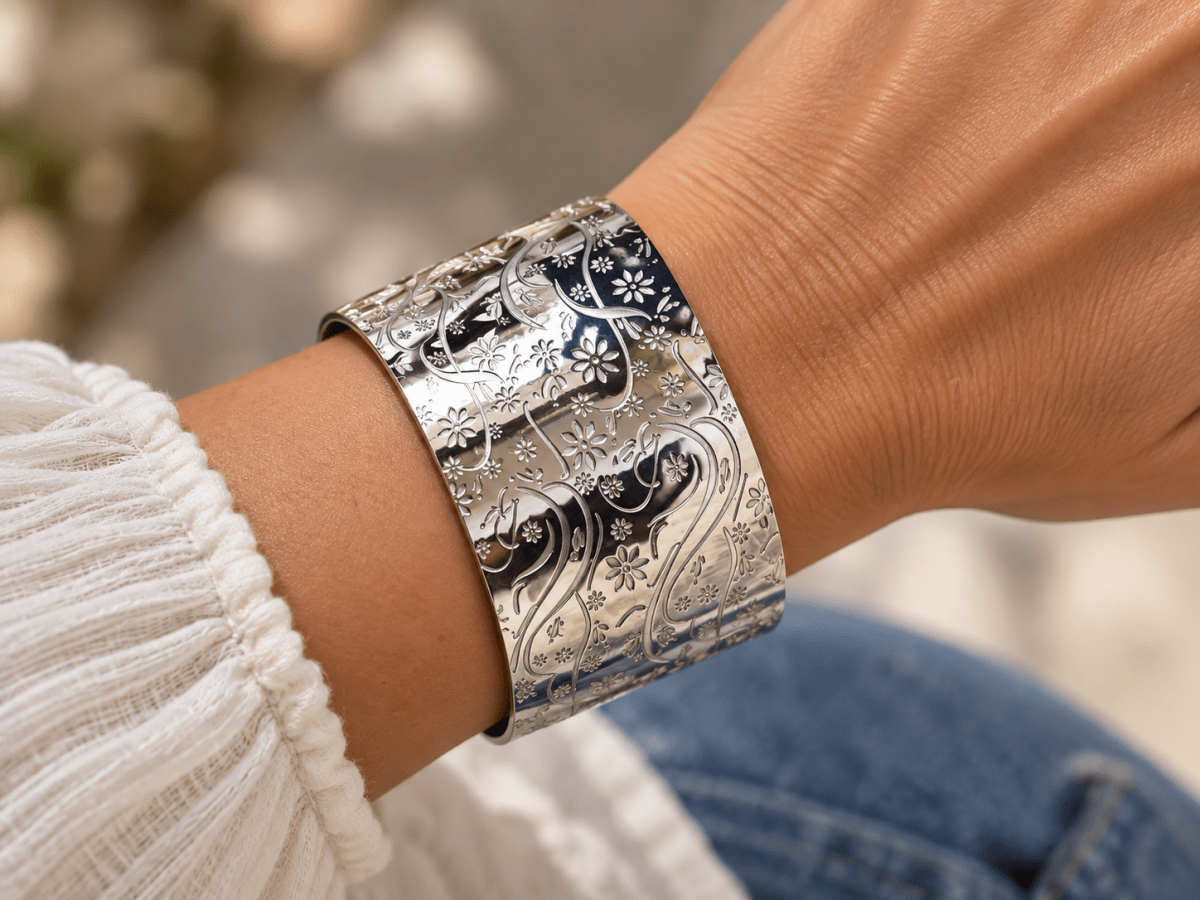 Wide Handmade Statement Cuff "Lia" - Corky & Stoner Main image