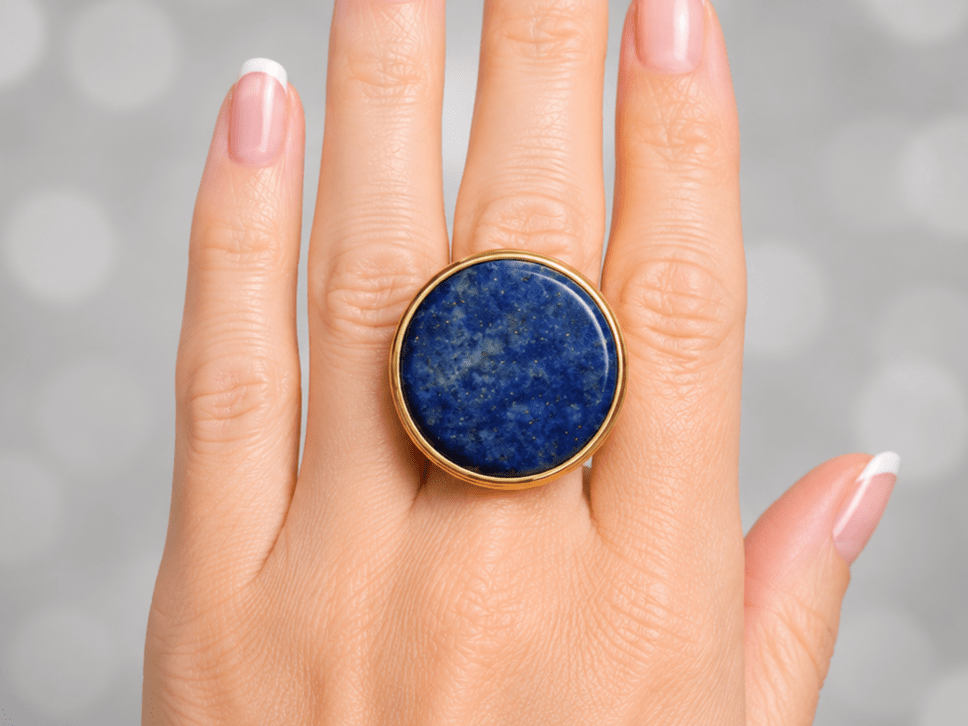 Blue Lapis Lazuli Gold Statement Ring "Buffy" - Corky & Stoner