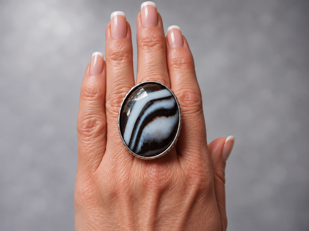 Banded Agate Gemstone Statement Ring "Amyrah" - Corky & Stoner Main image